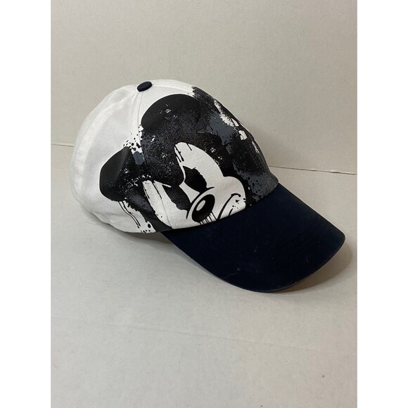 Mickey Mouse Hat Disney Parks Black and White Graffiti Paint Style Baseball Hat - Picture 2 of 6